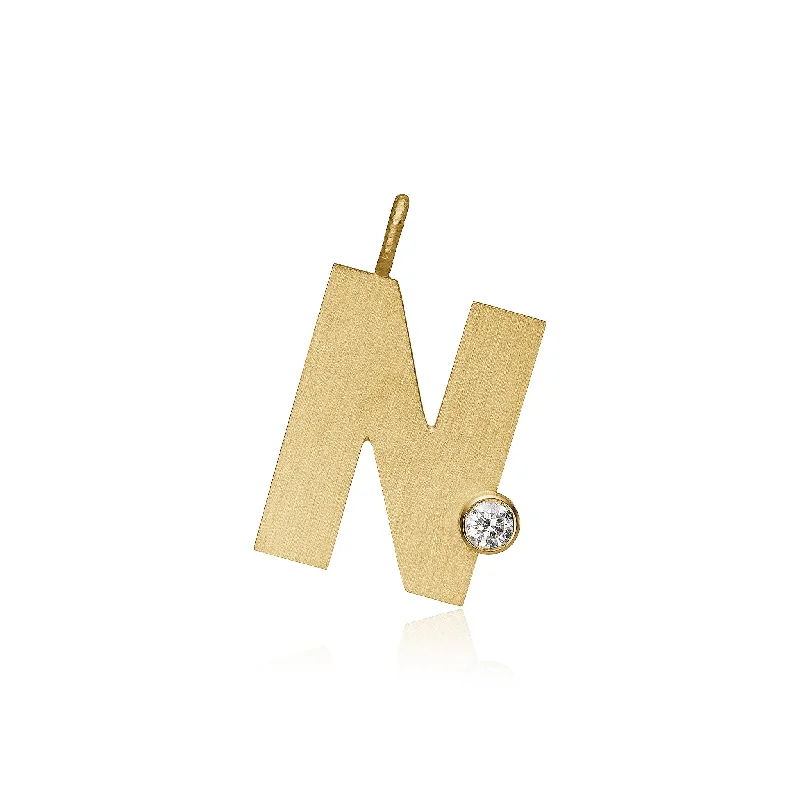 Luxury Jewelry Now At Special Promotional Rates Letter N 18K Gold Pendant w. Diamond Luxury Jewelry Now At Special Promotional Rates Letter N 18K Gold Pendant w. Diamond