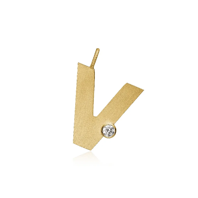 Exclusive Jewelry Bundles At Discounted Prices Letter V 18K Gold Pendant w. Diamond