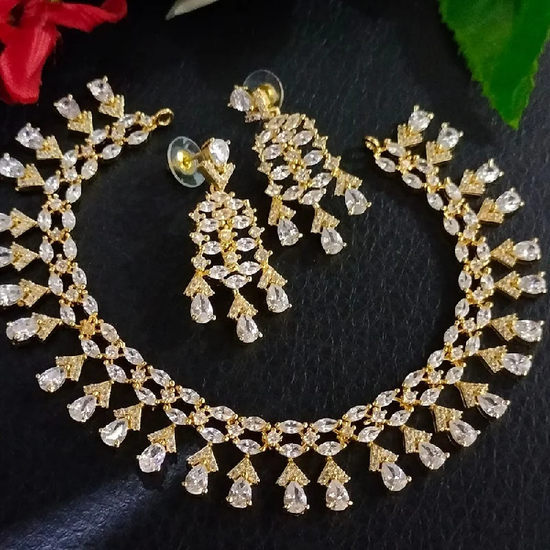 Flash Sale On Elegant Jewelry – Don't Miss Out FS Collection Gold Plated AD Choker Necklace Set Flash Sale On Elegant Jewelry – Don't Miss Out FS Collection Gold Plated AD Choker Necklace Set
