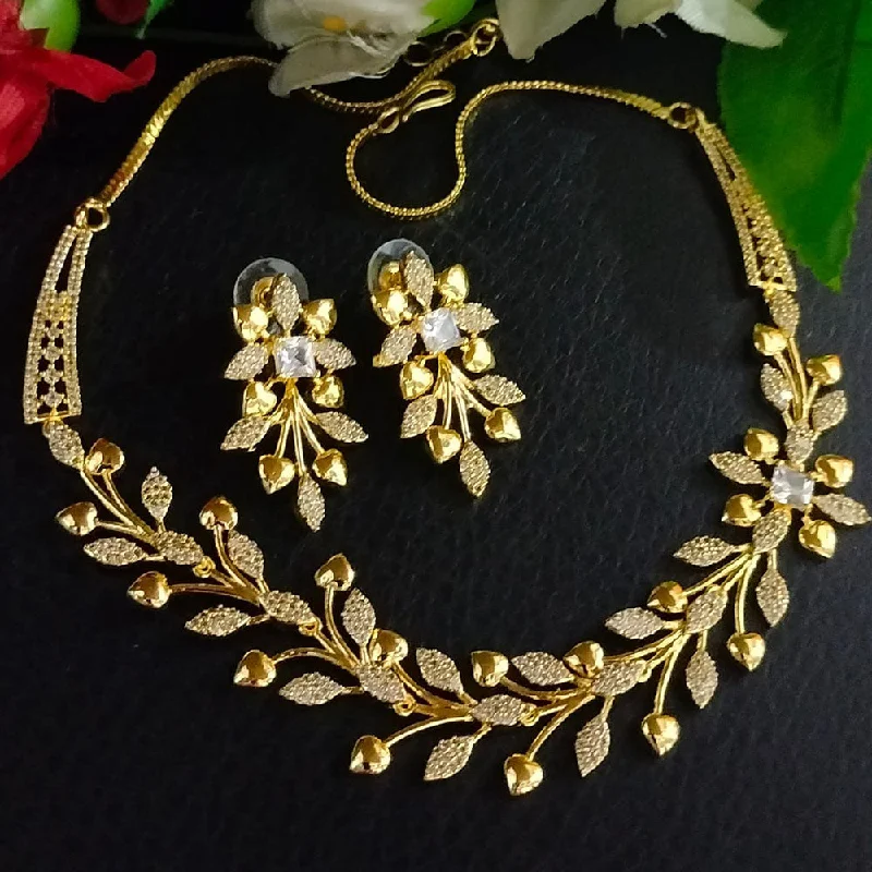 Get The Jewelry You Love At A Price You Love FS Collection Gold Plated AD Choker Necklace Set Get The Jewelry You Love At A Price You Love FS Collection Gold Plated AD Choker Necklace Set