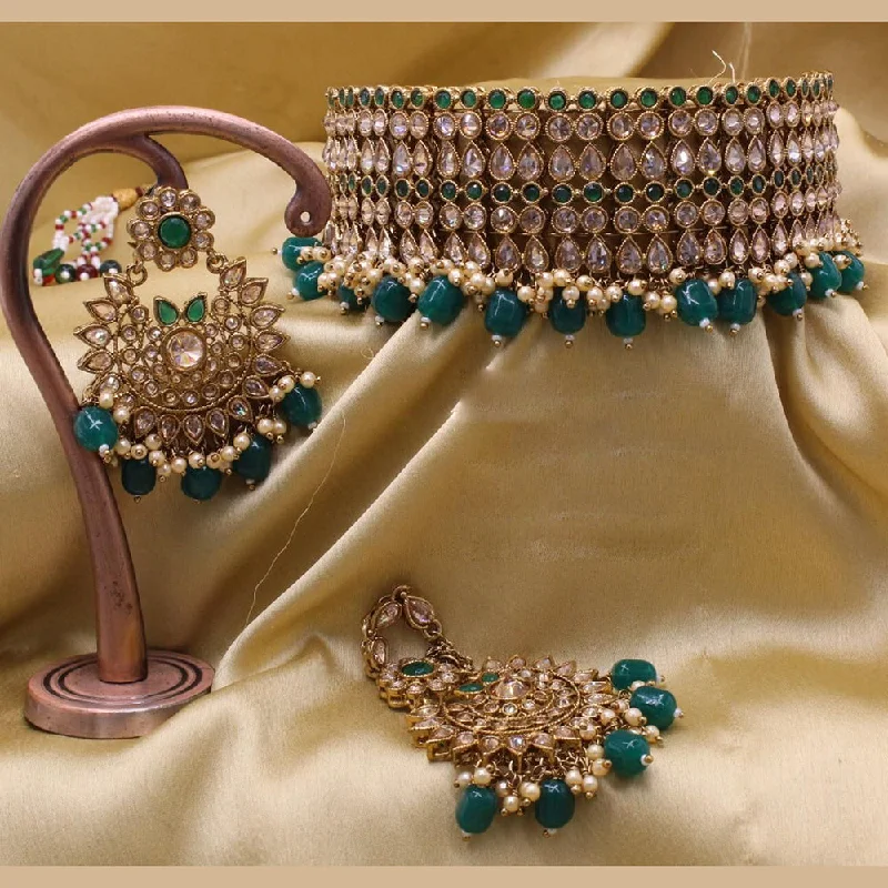 Bestselling Jewelry At Special Promotional Rates FS Collection Gold Plated Crystal Stone Choker Necklace Set Bestselling Jewelry At Special Promotional Rates FS Collection Gold Plated Crystal Stone Choker Necklace Set