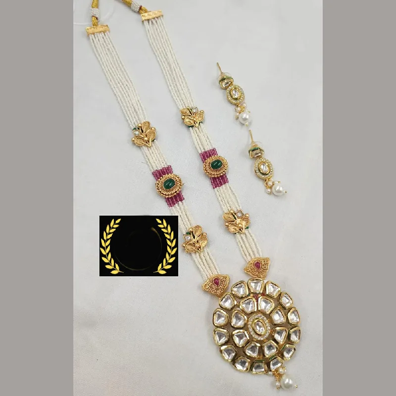 Shop Dazzling Jewelry With Special Promotional Discounts FS Collection Gold Plated Kundan Stone And Pearls Long Necklace Set Shop Dazzling Jewelry With Special Promotional Discounts FS Collection Gold Plated Kundan Stone And Pearls Long Necklace Set