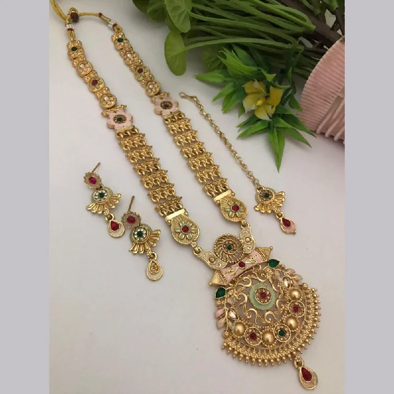 Must-Have Jewelry At Unbelievable Discounts FS Collection Gold Plated Kundan Stone Long Necklace Set Must-Have Jewelry At Unbelievable Discounts FS Collection Gold Plated Kundan Stone Long Necklace Set