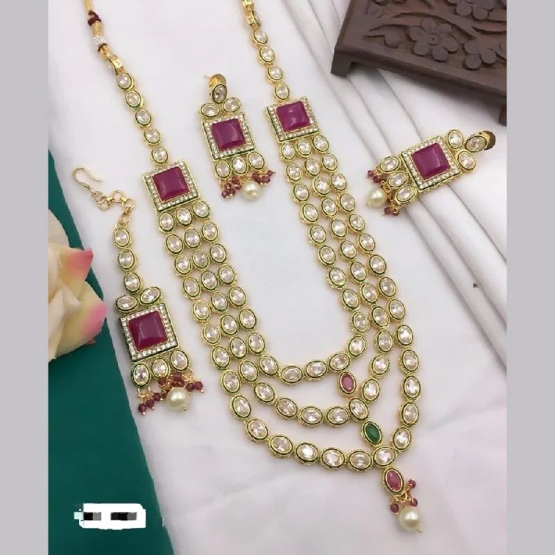 Shop Dazzling Jewelry With Special Promotional Discounts FS Collection Gold Plated Kundan Stone Meenakari Multi Layer Necklace Set Shop Dazzling Jewelry With Special Promotional Discounts FS Collection Gold Plated Kundan Stone Meenakari Multi Layer Necklace Set