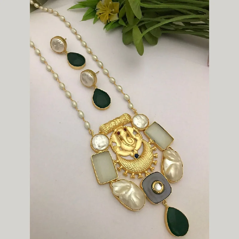 Shop High-Quality Jewelry At Jaw-Dropping Discounts FS Collection Gold Plated Mother Of Pearls Lord Ganesha Necklace Set Shop High-Quality Jewelry At Jaw-Dropping Discounts FS Collection Gold Plated Mother Of Pearls Lord Ganesha Necklace Set