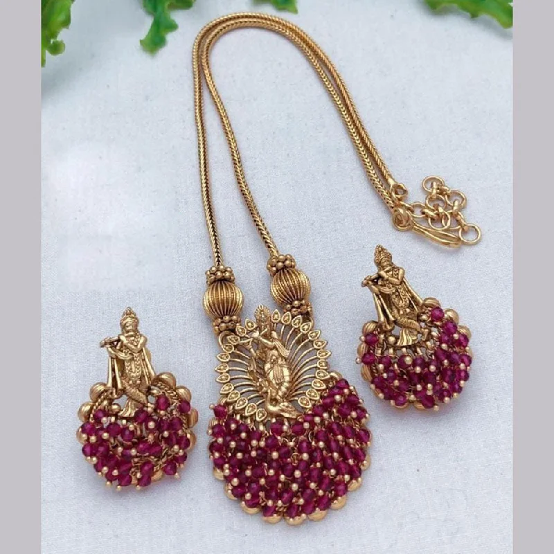 Seasonal Jewelry Deals – Elevate Your Style FS Collection Gold Plated Pearls Lord Krishna Necklace Set Seasonal Jewelry Deals – Elevate Your Style FS Collection Gold Plated Pearls Lord Krishna Necklace Set