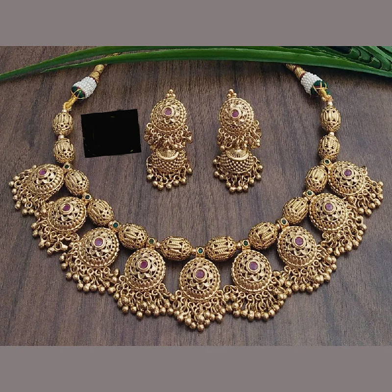 Luxury Jewelry At Unbeatable Discounts FS Collection Gold Plated Pota Stone And Pearls Necklace Set Luxury Jewelry At Unbeatable Discounts FS Collection Gold Plated Pota Stone And Pearls Necklace Set