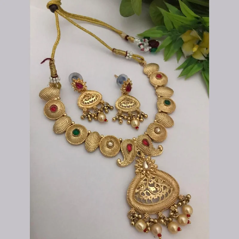 Limited-Time Offer On Premium Jewelry Collections FS Collection Gold Plated Pota Stone Necklace Set Limited-Time Offer On Premium Jewelry Collections FS Collection Gold Plated Pota Stone Necklace Set