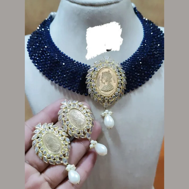 Limited-Time Offer On Premium Jewelry Collections FS Collection Gold Plated Reverse AD And Pearl Choker Necklace Set Limited-Time Offer On Premium Jewelry Collections FS Collection Gold Plated Reverse AD And Pearl Choker Necklace Set