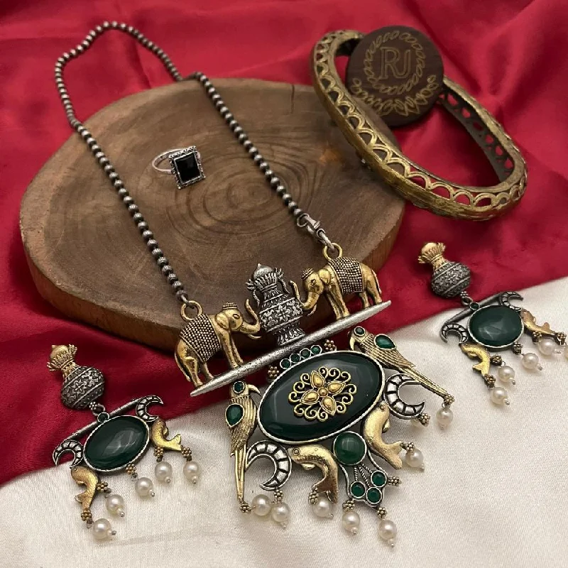 Exclusive Jewelry Sale – Limited-Time Discounts FS Collection Oxidised Plated Pota Stone Elephant Necklace Set Exclusive Jewelry Sale – Limited-Time Discounts FS Collection Oxidised Plated Pota Stone Elephant Necklace Set