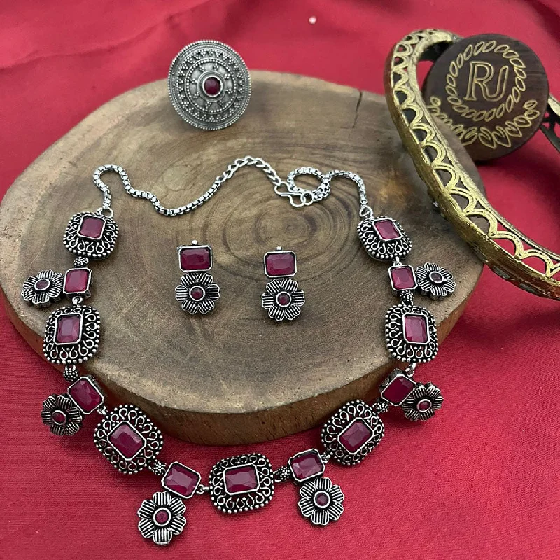 Exclusive Online Jewelry Sale – Don't Wait FS Collection Oxidised Plated Pota Stone Necklace Set Exclusive Online Jewelry Sale – Don't Wait FS Collection Oxidised Plated Pota Stone Necklace Set