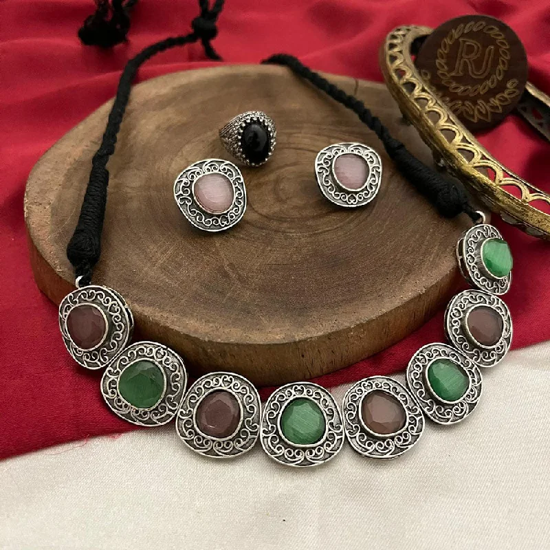 Timeless Elegance, Temporary Discounts – Act Fast FS Collection Oxidised Plated Pota Stone Necklace Set Timeless Elegance, Temporary Discounts – Act Fast FS Collection Oxidised Plated Pota Stone Necklace Set