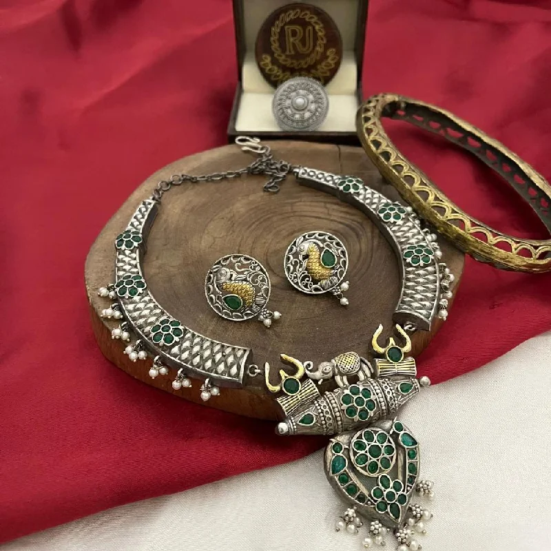 Exclusive Online Discounts On Stylish Jewelry FS Collection Oxidised Plated Pota Stone Necklace Set Exclusive Online Discounts On Stylish Jewelry FS Collection Oxidised Plated Pota Stone Necklace Set