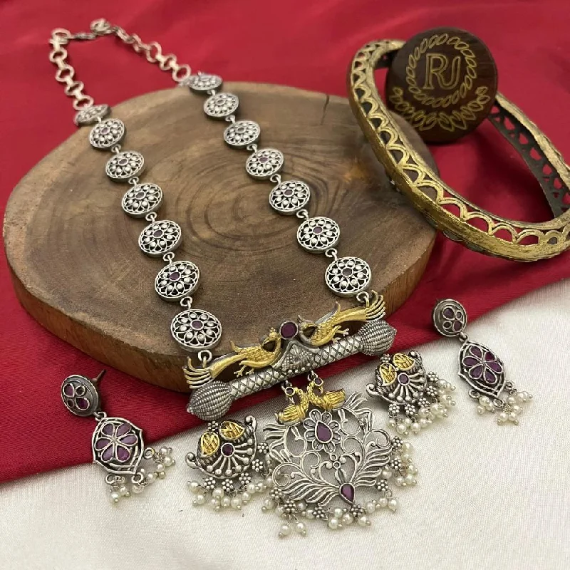 Affordable Glamour – Premium Jewelry For Less FS Collection Oxidised Plated Pota Stone Necklace Set Affordable Glamour – Premium Jewelry For Less FS Collection Oxidised Plated Pota Stone Necklace Set
