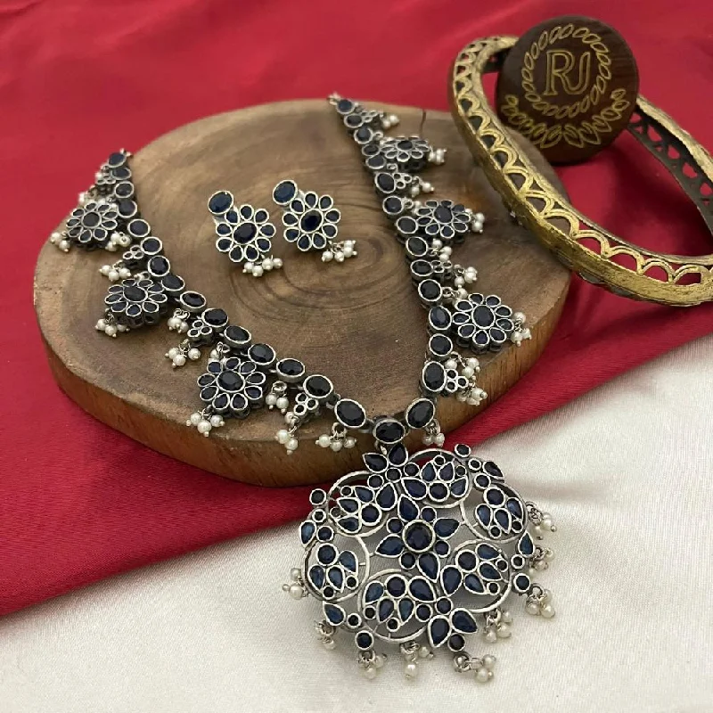 Get The Sparkle You Love At Prices You Adore FS Collection Oxidised Plated Pota Stone Necklace Set Get The Sparkle You Love At Prices You Adore FS Collection Oxidised Plated Pota Stone Necklace Set