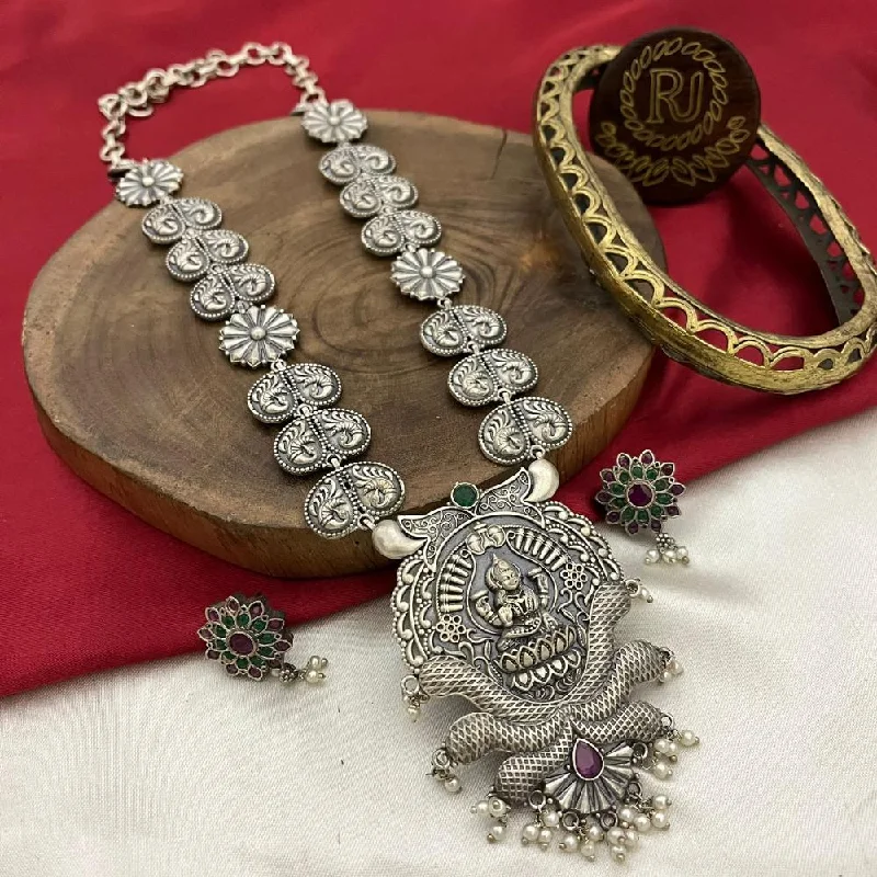 Once-A-Year Jewelry Sale – Grab Your Favorites Now FS Collection Oxidised Plated Pota Stone Temple Necklace Set Once-A-Year Jewelry Sale – Grab Your Favorites Now FS Collection Oxidised Plated Pota Stone Temple Necklace Set