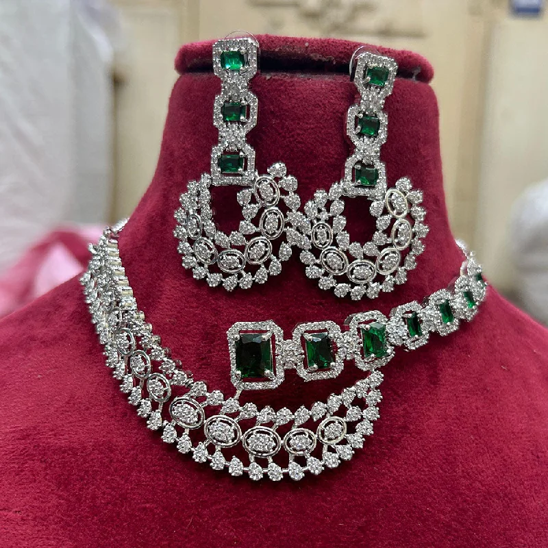 Unmissable Deals On Handmade Jewelry Collections FS Collection Silver Plated AD Choker Necklace Set Unmissable Deals On Handmade Jewelry Collections FS Collection Silver Plated AD Choker Necklace Set