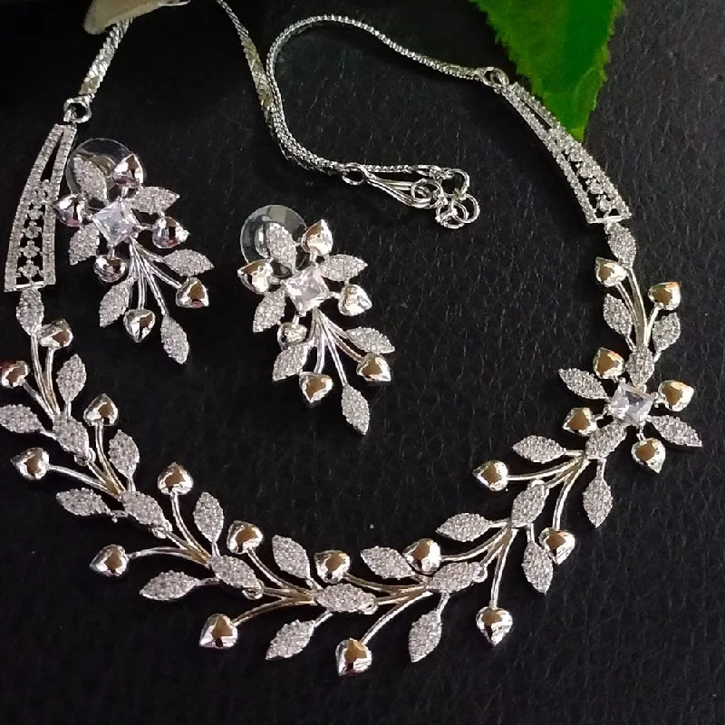 Limited-Stock Jewelry Sale – Shop Before It's Gone FS Collection Silver Plated AD Necklace Set Limited-Stock Jewelry Sale – Shop Before It's Gone FS Collection Silver Plated AD Necklace Set
