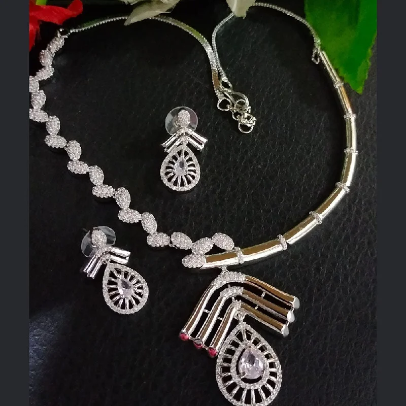 Last Chance To Shop High-End Jewelry At Markdown Prices FS Collection Silver Plated AD Necklace Set Last Chance To Shop High-End Jewelry At Markdown Prices FS Collection Silver Plated AD Necklace Set