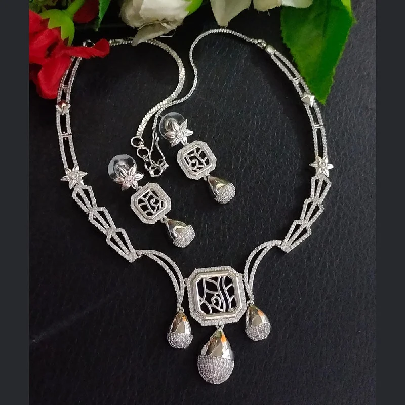 Personalized Jewelry Sale – Unique Gifts At Low Prices FS Collection Silver Plated AD Necklace Set Personalized Jewelry Sale – Unique Gifts At Low Prices FS Collection Silver Plated AD Necklace Set
