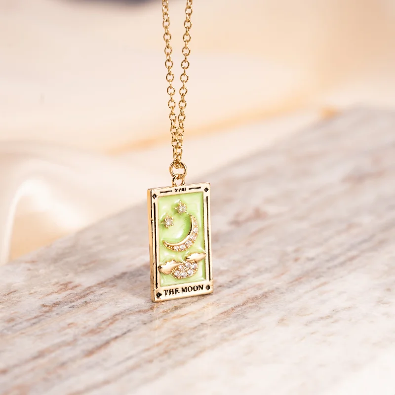 Special Sale On Handcrafted Jewelry – Shop Today The Moon Tarot Card Necklace