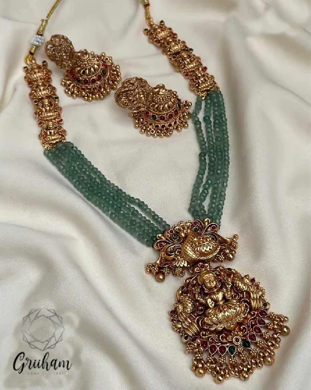 Premium Diamond Jewelry For Unforgettable Moments Griiham Gold Plated Long Necklace set with Crystal mala Premium Diamond Jewelry For Unforgettable Moments Griiham Gold Plated Long Necklace set with Crystal mala