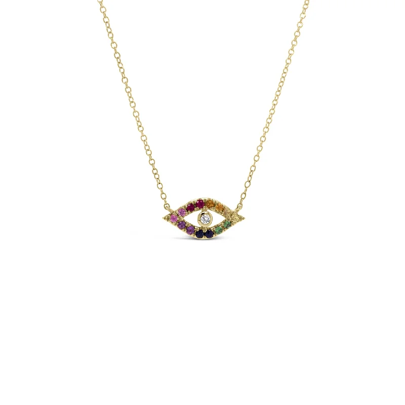 Breathtaking Jewelry At Limited-Time Savings Rainbow Gemstone Evil Eye Necklace