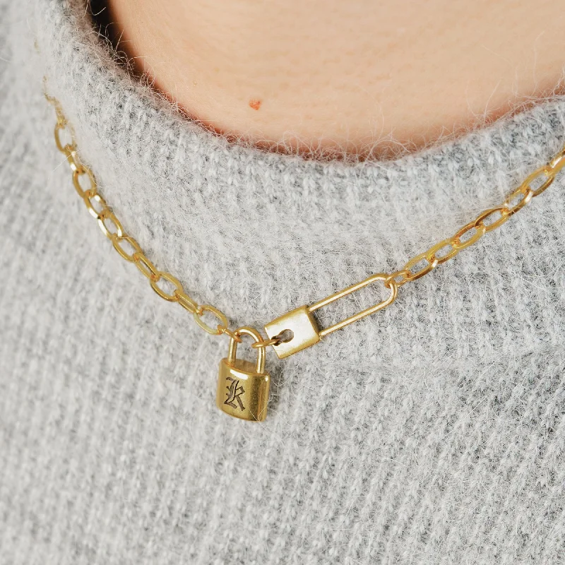 Buy More, Save More – Special Jewelry Discounts Padlock Initial Paper Clip Necklace