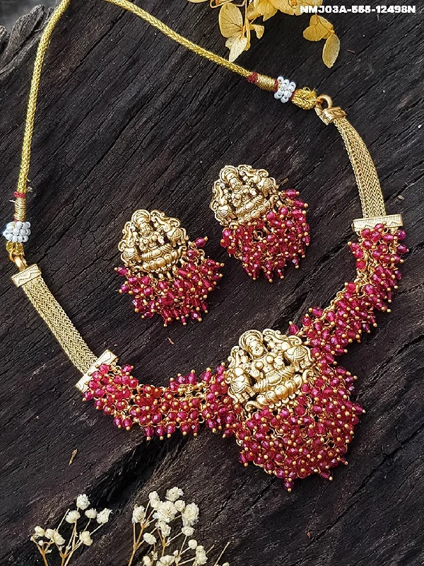Premium Jewelry, Premium Discounts – Act Fast Premium Gold Finish Designer Laxmi Necklace with Crystal drops Premium Jewelry, Premium Discounts – Act Fast Premium Gold Finish Designer Laxmi Necklace with Crystal drops