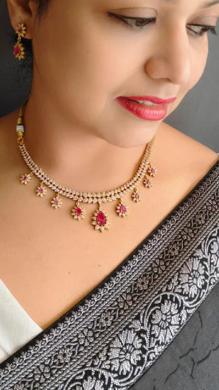 Shop Dazzling Jewelry At The Best Prices Premium Gold finish ruby necklace set