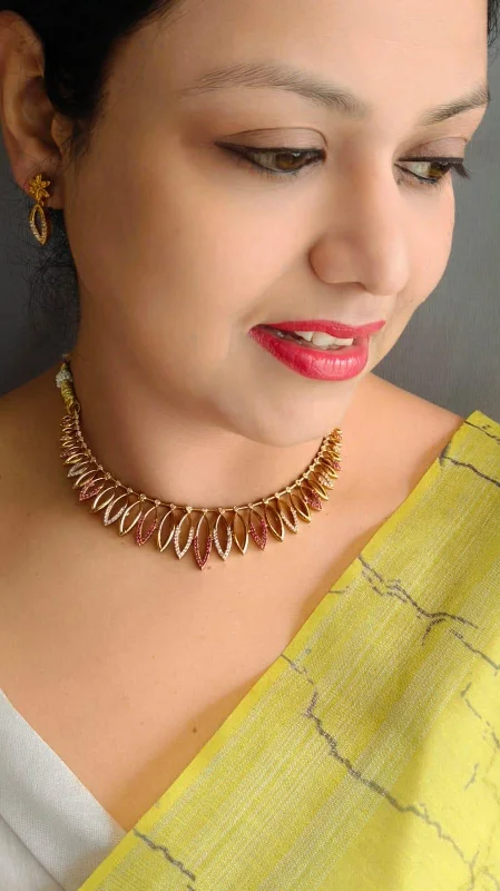 Shop Elegant Jewelry At Unbeatable Prices Premium Gold plated Trending designs Short AD/zercon necklace set Shop Elegant Jewelry At Unbeatable Prices Premium Gold plated Trending designs Short AD/zercon necklace set