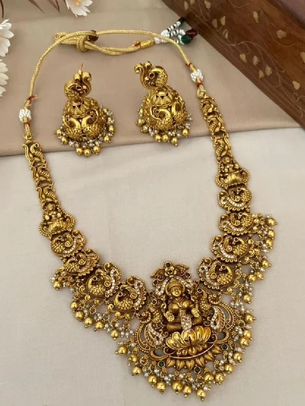 Eco-Friendly Sustainable Jewelry For Conscious Buyers Premium Quality Gold Plated Short Temple Bridal Necklace Set Eco-Friendly Sustainable Jewelry For Conscious Buyers Premium Quality Gold Plated Short Temple Bridal Necklace Set