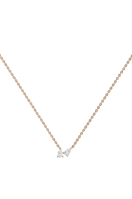 Seasonal Jewelry Deals – Elevate Your Style Double Pear 18K Rose Gold Necklace w. Lab-Grown Diamonds