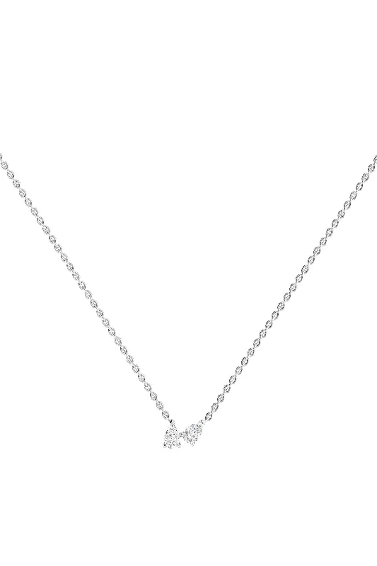 Limited-Stock Jewelry Sale – Once It's Gone, It's Gone Double Pear 18K White Gold Necklace w. Lab-Grown Diamonds Limited-Stock Jewelry Sale – Once It's Gone, It's Gone Double Pear 18K White Gold Necklace w. Lab-Grown Diamonds