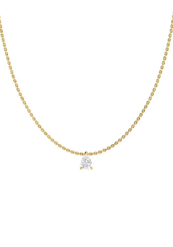 Discounted Jewelry For A Glamorous Look Solitaire Pear 18K Gold Necklace w. Lab-Grown Diamond Discounted Jewelry For A Glamorous Look Solitaire Pear 18K Gold Necklace w. Lab-Grown Diamond