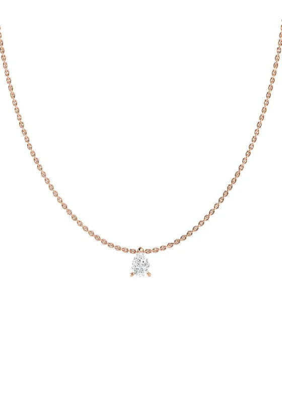 Grab Your Favorite Jewelry At The Lowest Prices Solitaire Pear 18K Rose Gold Necklace w. Lab-Grown Diamond Grab Your Favorite Jewelry At The Lowest Prices Solitaire Pear 18K Rose Gold Necklace w. Lab-Grown Diamond