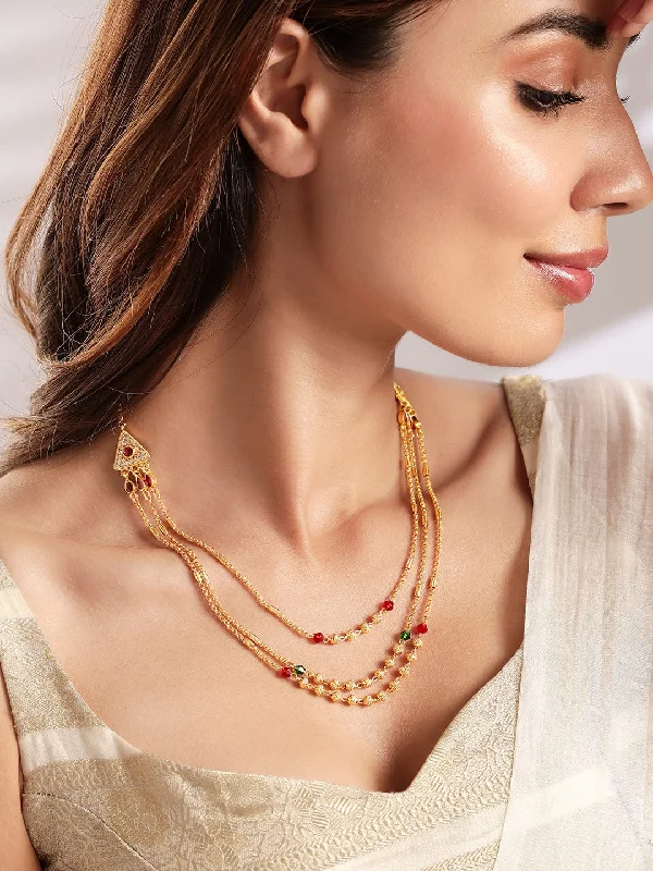 Fashion-Forward Jewelry At Exclusive Discounts Rubans 22K Gold Plated Handcrafted Layered Beaded Chain Necklace Fashion-Forward Jewelry At Exclusive Discounts Rubans 22K Gold Plated Handcrafted Layered Beaded Chain Necklace