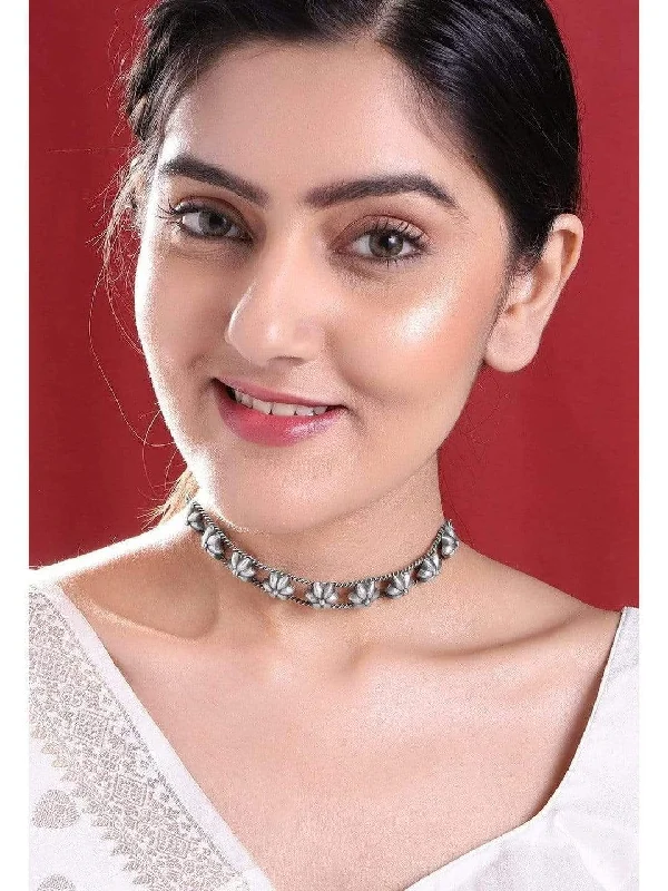 Buy More, Save More On Stunning Jewelry Designs Rubans Floral Oxidised Handcrafted Silver Plated Choker Buy More, Save More On Stunning Jewelry Designs Rubans Floral Oxidised Handcrafted Silver Plated Choker