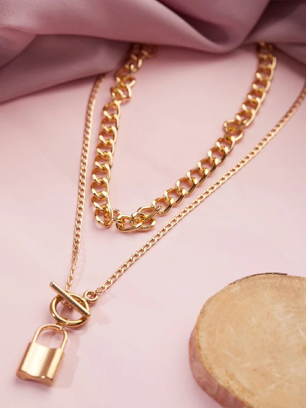 Trending Jewelry Styles Now At Limited-Time Discounts TOKYO TALKIES X Rubans Gold Plated Handcrafted Lock Layered Necklace Trending Jewelry Styles Now At Limited-Time Discounts TOKYO TALKIES X Rubans Gold Plated Handcrafted Lock Layered Necklace