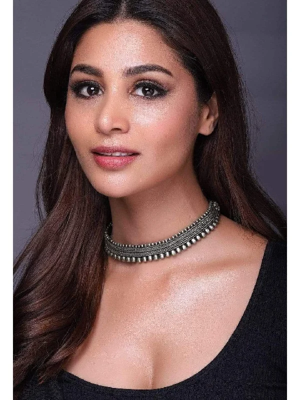 Clearance Sale On High-End Jewelry Collections Rubans Oxidised Silver Plated Choker Clearance Sale On High-End Jewelry Collections Rubans Oxidised Silver Plated Choker