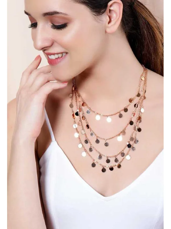 Huge Savings On Timeless Jewelry Collections TOKYO TALKIES X Rubans Women Rose Gold-Plated Layered Handcrafted Necklace Huge Savings On Timeless Jewelry Collections TOKYO TALKIES X Rubans Women Rose Gold-Plated Layered Handcrafted Necklace
