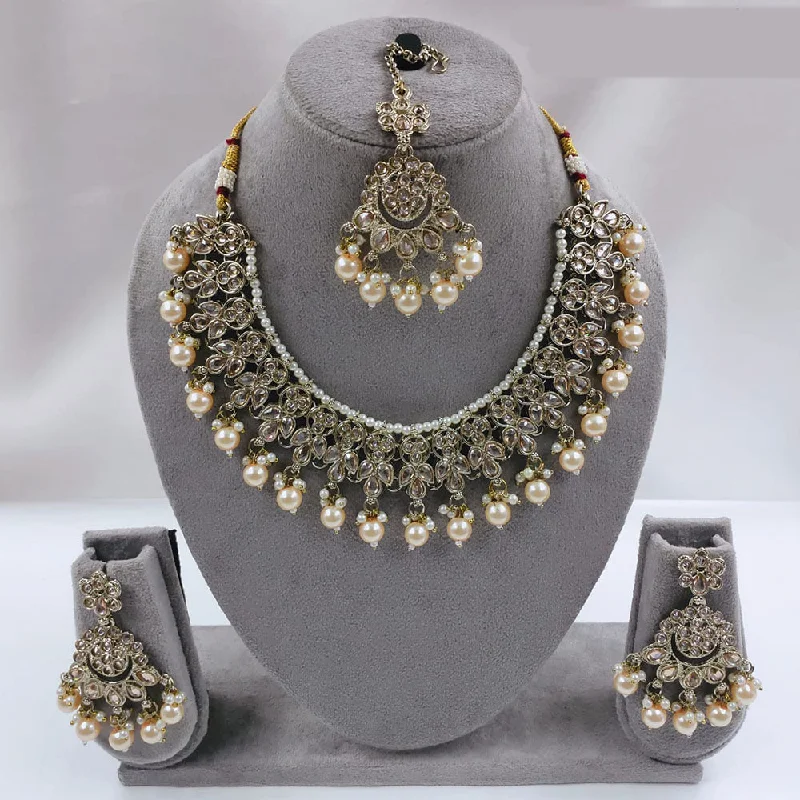 Breathtaking Jewelry At Limited-Time Savings SNERA Gold Plated Kundan Stone & Beads Necklace Set Breathtaking Jewelry At Limited-Time Savings SNERA Gold Plated Kundan Stone & Beads Necklace Set