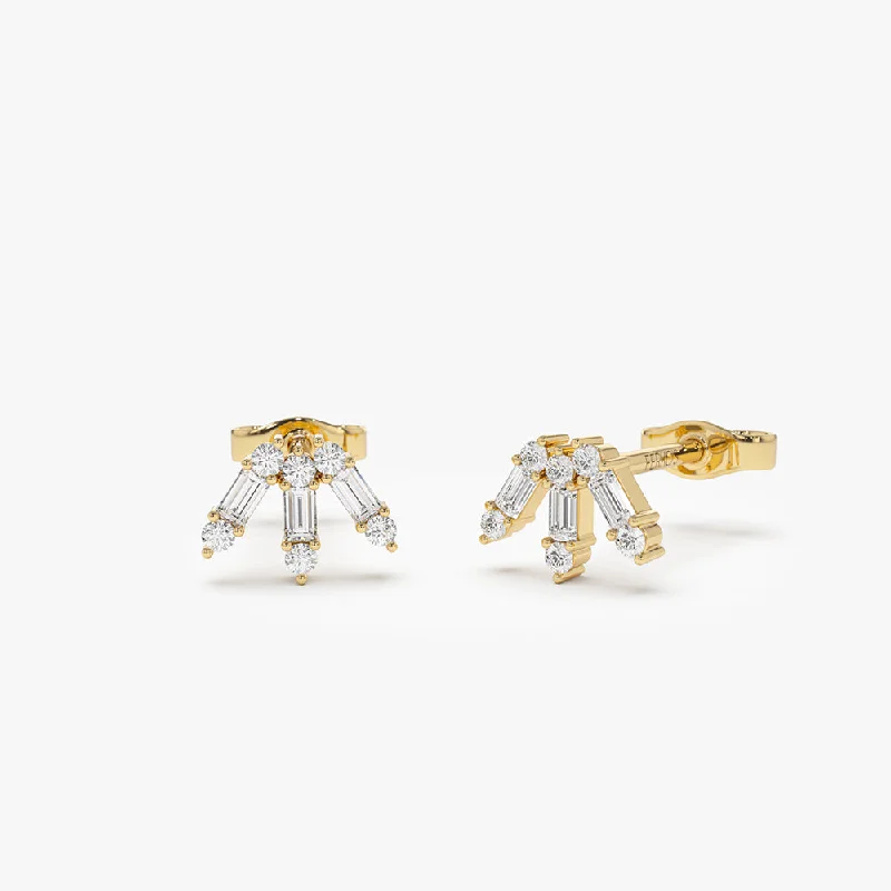 Elegant Jewelry Pieces At Unbelievable Prices 14k Baguette and Round Diamond Spike Studs Elegant Jewelry Pieces At Unbelievable Prices 14k Baguette and Round Diamond Spike Studs