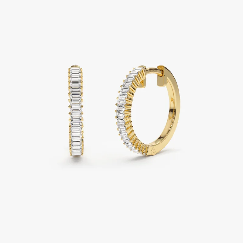 Celebrate Every Occasion With Sparkling Savings 14k Baguette Diamond Hoop Earrings