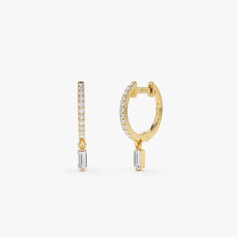 Best Jewelry Deals – Premium Quality At Exclusive Discounts 14k Diamond Huggies with a Dangling Baguette Diamond Best Jewelry Deals – Premium Quality At Exclusive Discounts 14k Diamond Huggies with a Dangling Baguette Diamond