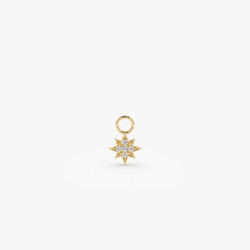Clearance Sale On High-End Jewelry Collections 14k Diamond Star Hoop Charm