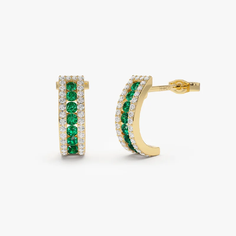 Fashion-Forward Jewelry At Exclusive Discounts 14k Emerald and Round Diamond Hoop Earrings Fashion-Forward Jewelry At Exclusive Discounts 14k Emerald and Round Diamond Hoop Earrings