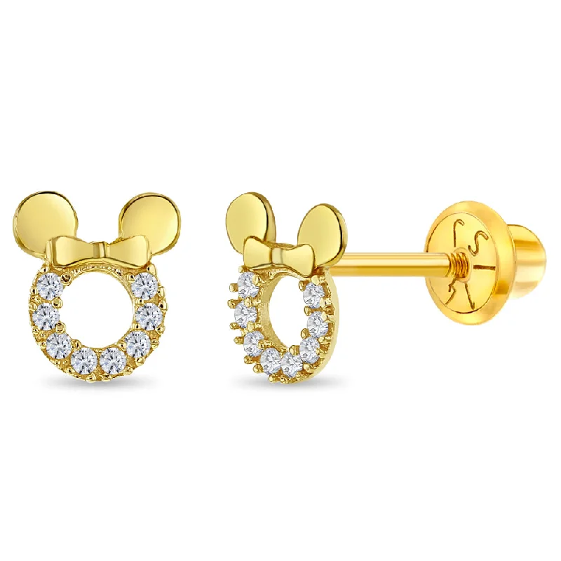 Flash Sale On Elegant Jewelry – Don't Miss Out 14k Gold CZ Encrusted Mouse Kids / Children's / Girls Earrings Safety Screw Back Flash Sale On Elegant Jewelry – Don't Miss Out 14k Gold CZ Encrusted Mouse Kids / Children's / Girls Earrings Safety Screw Back