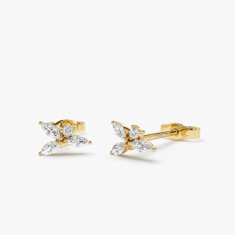Exclusive Gemstone Jewelry Markdowns – Shop Now 14K Marquise Diamond Cluster Studs