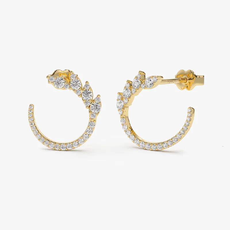 Dainty Floral Jewelry For Feminine Elegance 14k Marquise Looking Round Diamond Cluster Studs Dainty Floral Jewelry For Feminine Elegance 14k Marquise Looking Round Diamond Cluster Studs